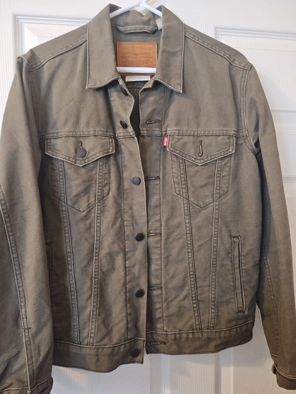 Levi's "Big E" Premium Olive Denim Trucker Jacket